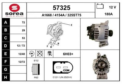 Генератор EAI 57325 для VOLVO S60