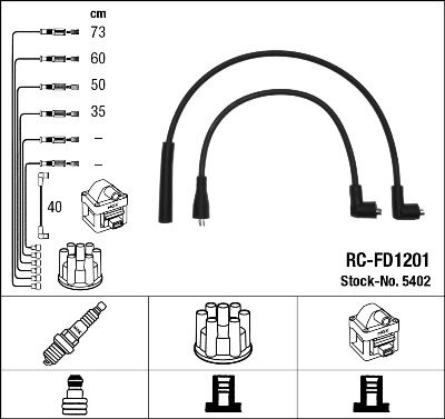 Комплект проводов зажигания NGK 5402 для FORD USA PROBE