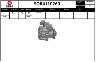 EAI SOR4110260 Насос гидроусилителя руля  для FIAT CROMA (Фиат Крома)