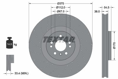 Тормозной диск TEXTAR 92279805 для MERCEDES-BENZ GLE