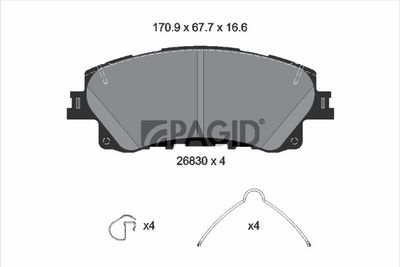 комплект спирачно феродо, дискови спирачки PAGID T4570N