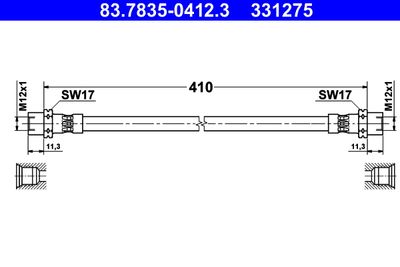 ATE 83.7835-0412.3 Тормозной шланг  для JAGUAR XK (Ягуар Xk)