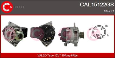 CASCO CAL15122GS Генератор  для RENAULT LAGUNA (Рено Лагуна)
