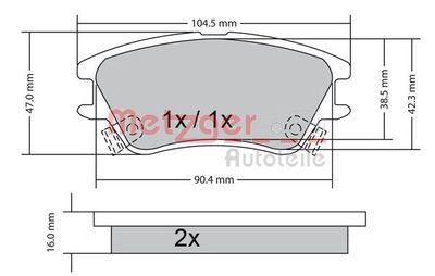 Brake pad set, disc brake