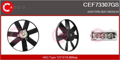 CASCO CEF73307GS Вентилятор системы охлаждения двигателя для VW SHARAN