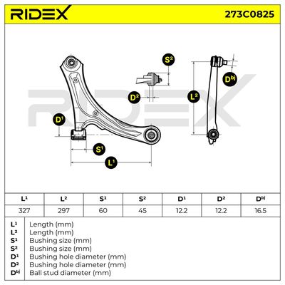 носач, окачване на колелата RIDEX 273C0825