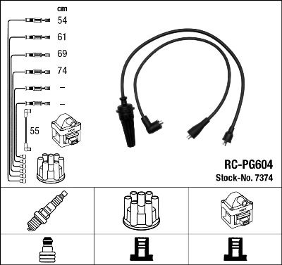 Комплект проводов зажигания NGK 7374 для PEUGEOT 205