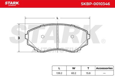 комплект спирачно феродо, дискови спирачки STARK SKBP-0010346