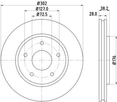 Тормозной диск HELLA 8DD 355 115-841 для CHRYSLER VOYAGER