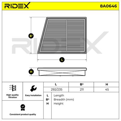 въздушен филтър RIDEX 8A0646