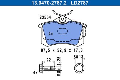Комплект тормозных колодок, дисковый тормоз 13.0470-2787.2