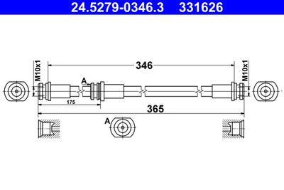 Тормозной шланг ATE 24.5279-0346.3 для SUZUKI SWIFT