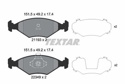 Комплект тормозных колодок, дисковый тормоз TEXTAR 2119303 для FIAT PALIO