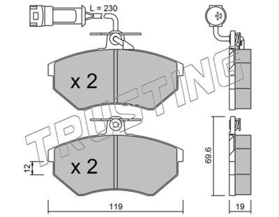 Комплект тормозных колодок, дисковый тормоз TRUSTING 052.3 для VW CORRADO