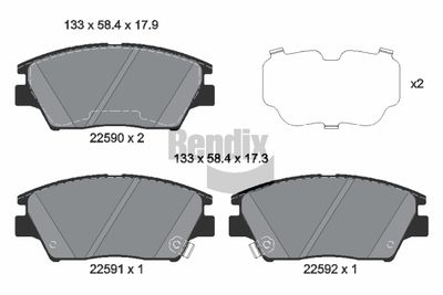 Комплект тормозных колодок, дисковый тормоз BENDIX Braking BPD2303 для SSANGYONG TIVOLI