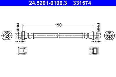 Тормозной шланг ATE 24.5201-0190.3 для RENAULT KOLEOS