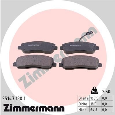 Комплект тормозных колодок, дисковый тормоз ZIMMERMANN 25147.180.1 для NISSAN NV400