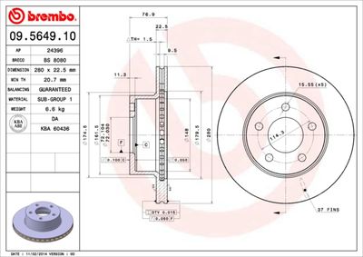 BREMBO Remschijf PRIME LINE (09.5649.10)