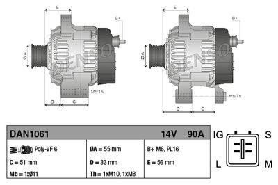 GENERATOR / ALTERNATOR DENSO DAN1061 2