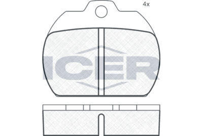 комплект спирачно феродо, дискови спирачки ICER 180161