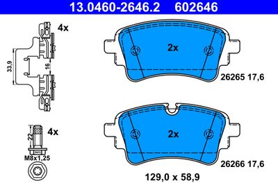 Комплект тормозных колодок, дисковый тормоз ATE 13.0460-2646.2 для AUDI A5