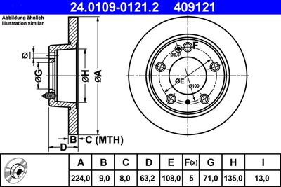 Тормозной диск ATE 24.0109-0121.2 для CITROËN XM
