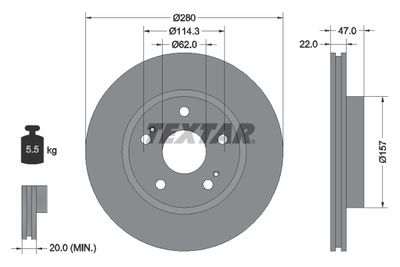 Тормозной диск TEXTAR 92222100 для SUZUKI SX4