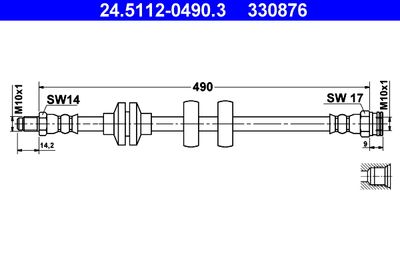 Тормозной шланг ATE 24.5112-0490.3 для FIAT DOBLO