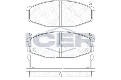 комплект спирачно феродо, дискови спирачки ICER 140637