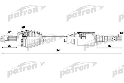 Приводной вал PATRON PDS0138 для RENAULT MASTER