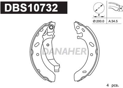 Комплект тормозных колодок DANAHER DBS10732 для DODGE STRATUS