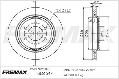 Тормозной диск FREMAX BD-6547 для FORD USA F-150