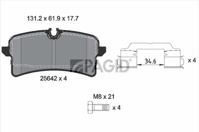 комплект спирачно феродо, дискови спирачки PAGID T2370N