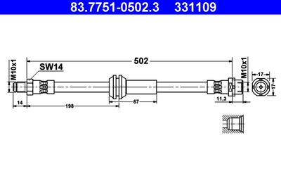ATE 83.7751-0502.3 Тормозной шланг  для BMW 3 (Бмв 3)