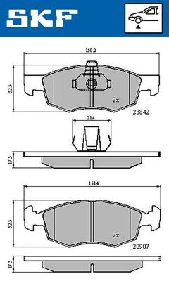 Комплект тормозных колодок, дисковый тормоз SKF VKBP 80618 для FIAT DOBLO