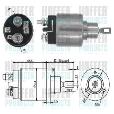 Тяговое реле, стартер HOFFER 46002 для ROVER MAESTRO