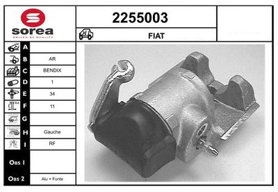 Тормозной суппорт EAI 2255003 для FIAT 125