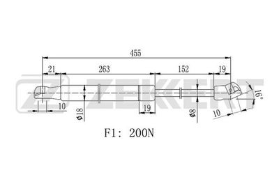 Газовая пружина, заднее стекло ZEKKERT GF-2266 для MAZDA TRIBUTE