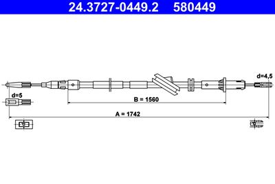 Vajer, parkeringsbroms ATE 24.3727-0449.2