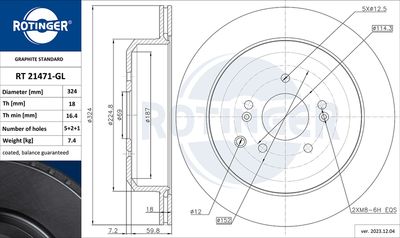 спирачен диск ROTINGER RT 21471-GL