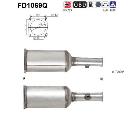 Filtr sadzy / filtr cząstek stałych, układ wydechowy AS FD1069Q
