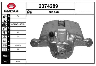 EAI 2374289 Тормозной суппорт  для NISSAN MICRA II (K11) 1.0 i 16V