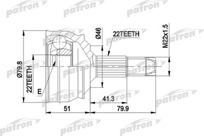 Шарнирный комплект, приводной вал PATRON PCV1226 для FIAT BRAVO