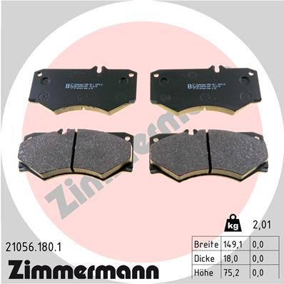 Комплект тормозных колодок, дисковый тормоз ZIMMERMANN 21056.180.1 для CITROËN C25