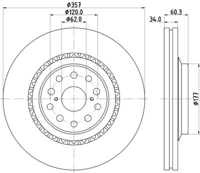 Тормозной диск HELLA 8DD 355 116-921 для LEXUS LS