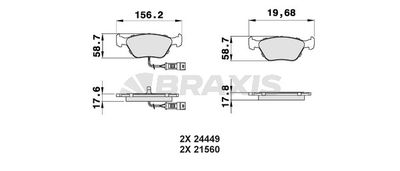 Комплект тормозных колодок, дисковый тормоз BRAXIS AB0518 для FORD SIERRA