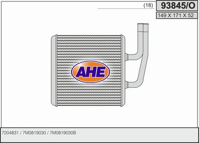 AHE 93845/O Радіатор пічки 