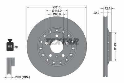Тормозной диск TEXTAR 92152303 для VW PHAETON