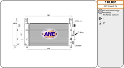 AHE 110.001 Радиатор охлаждения двигателя для FORD FIESTA Автофургон / микроавтобус (F3L, F5L)