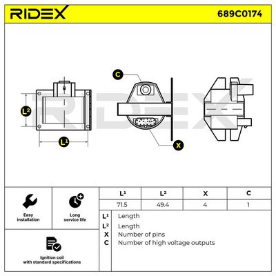 запалителна бобина RIDEX 689C0174
